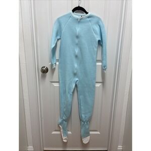 Vintage Carters Made In USA Baby Blue Zip Up Footy Pajamas One Piece - Size 8